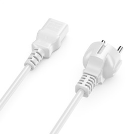 deleyCON 3.0 m IEC Power Cable Power Cable Cold Appliance Power Cable Protective Contact Plug Type F (CEE 7/4) to IEC Coupling C13 Socket PC Computer Monitor Printer Projector - White