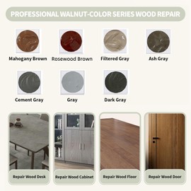 Wood Filler Kit - Repair Touch Up Paint Filler for Furniture, Tables, Cabinets, and Floors – Covers Scratches, Cracks, Stains, and Discoloration – Restore Wood Veneer, Oak, Walnut, Gray, Brown and More