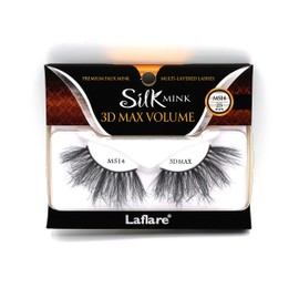 Laflare 3D SILK MINK MAX VOLUME Premium Faux Mink 25mm Extra Long Eyelashes, Cat Eyes, Wispy, Fluffy, Soft as Mink, Multi-layered Dramatic Volume False Lashes (LFMS-MS14)