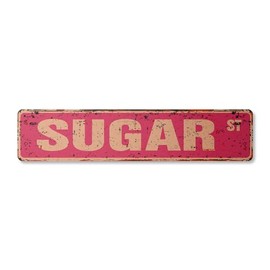 Sugar Vintage Aluminum Street Sign Sweet Sugarcane Candy Bakery Refinery Rustic Metal tin | Indoor/Outdoor | 18" Wide
