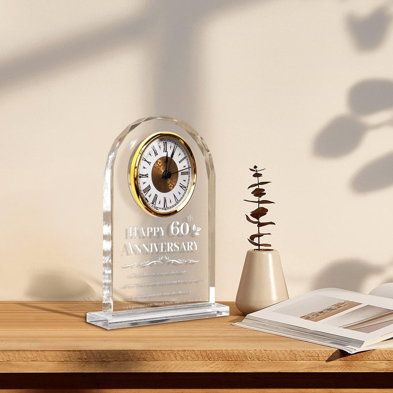 QAZMJUE 60th Wedding Anniversary Clock Gifts for Couples - Elegant