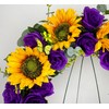 SUHOOKOO Cemetery Wreaths for Grave Decoration,Golden Sunflower and Purple Rose,