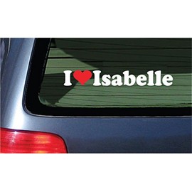 I Love Isabelle Vinyl Decal - White Lettering with A Red Heart Sticker