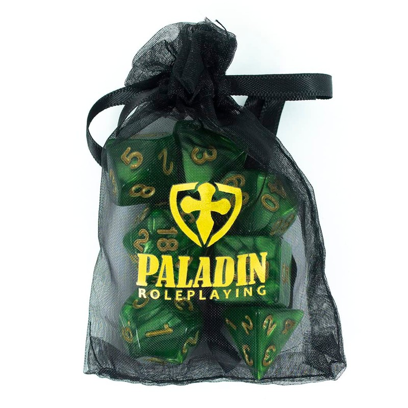 Green Pearl RPG Dice - Full Polyhedral Set - 'Moss'