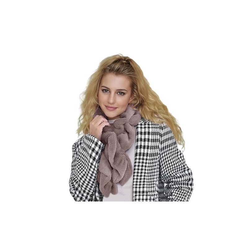 Lina & Lily Elastic Ruffle Faux Fur Women's Winter Pull-through