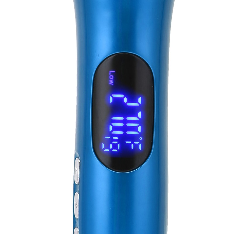 Automatic Curling Iron Wand LED Temperature Display Timer Blue Curling