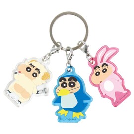 Tees Factory Crayon Shin-chan 3 Charm Key Chain Henshin Shin-chan Sheep Penguin Rabbit H44 x W37 x D 3mm KS-5546650HU