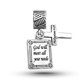 SBI Jewelry Philippians 4:19 Silver Cross Holy Bible Charms for Bracelets for Women Men Granddaughter Mom Sister Daughter Son Cousin Niece Family Christmas
