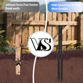 Fence Post Repair Kit, Fence Post Anchor Kit for Repairing Tilted Broken Wooden Fence Post, Stakes, Anchor Ground Spike Heavy Duty Steel, 2 (Pack), Black