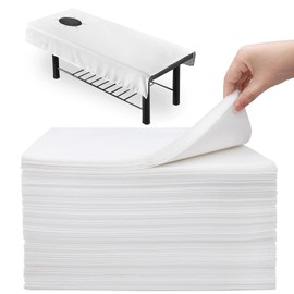 100 pcs sabanas desechables camilla masaje, Apertura, 180 * 80cm sábana SPA, Campos quirurgicos desechables, Transpirable y suave, Adecuado para spas, Salones de belleza, Hoteles, Viajes (Con agujero redondo)
