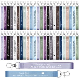 Roowest 60 Pcs Bible Keychain Scriptures Bible Verse Keychain Lanyard Inspirational Gifts Bulk Religious Church Gift(Pastel Color)
