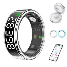 Smart Health Ring for Women Men, Smart Ring Fitness Tracker for iOS Android, Heart Rate, Blood Oxygen, Blood Pressure, Sleep Monitoring,5ATM Waterproof, No Subscription Fee (Silver, 8#)