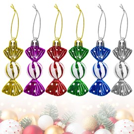 Christmas Candy Ornaments,6 Pcs Christmas Tree Candy Hanging Decorations Mini Sweet Shaped Baubles Hanging Pendants Christmas Candy Lollipop with Golden Ropes for Xmas Party Home Decor