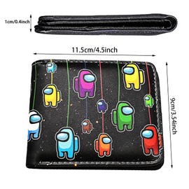 Dilightnews Garçon Bourse Among, Portefeuille Garçon Design Animé, Portfolio Comique, Cadeau d'Anniversaire Garçon, black, Minimalist