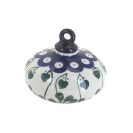 Blue Rose Polish Pottery - Blue Alyce Flat Christmas Ornament - .25" x 3" - Hand-Painted Collectible Decoration
