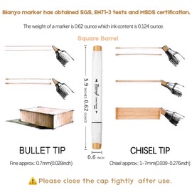 Bianyo Skin Tone Alcohol Markers, Set of 12, Dual Tip Bullet & Chisel Art Marker Set with Pen Case for Coloring, Drawing, Sketching, Outlining, Highlighting, Designing