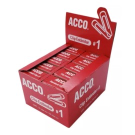 Acco Clip Estándar No. 1 Acco 32 Mm 10 Cajas Con 100 Clips C/u Color Plateado