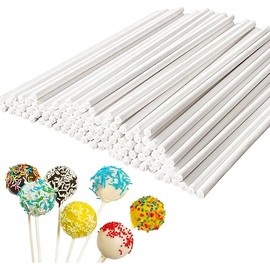 100 Pcs 6-Inch White Lollipop Sticks,Lollipop Paper Treat Stick,Paper Sucker Sticks for Cupcake Toppers,Homemade Candy,Chocolate,Dessert(Dia 3.5mm)