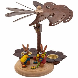 Seiffener Volkskunst Jan Legler Easter Decoration Pyramid Easter Pyramid Ore Mountains Wooden Art 25 cm Rabbit with Egg and Hiking Stick