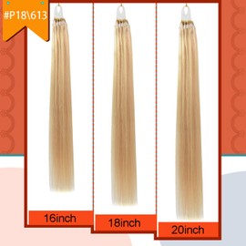 Microring Real Hair Extensions, Remy Micro Ring Hair Extensions, Real Hair, 50 g (50 cm, #P18/613 Ash Blonde Mix Bleach Blonde)