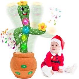 LGOUYGG Talking Cactus Baby Toy, Singing Mimicking Repeating Tummy Time Toys with Music and Light, Infant Babies Toddler Kids Boy Girl Gifts, Recording, Dance, 60 English Songs, Repeat What You Say