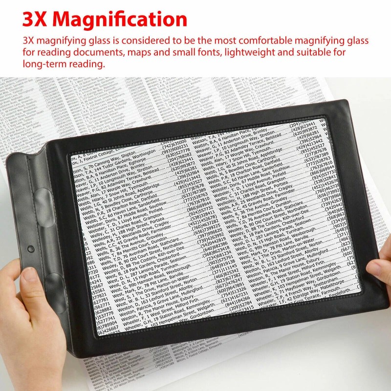 custom-sign US A4 Full Page 3x Magnifier Sheet Book Reading