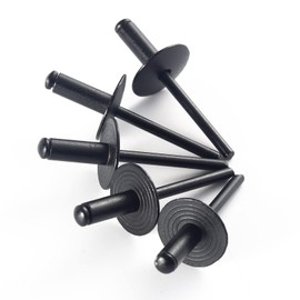 100pcs ALL Black Large Flange Blind Rivets, Aluminum, Flange Diameter 5/8" (16mm), Pop Rivets Assortment Kit Blind Rivet, 3/16" x 1/2", Grip Range (6-8mm)