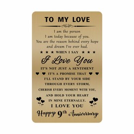 Happy 9th Anniversary Card - 9 Year Anniversary Card for Husband Wife - 9th Wedding Anniversary Card Gifts for Him Her Men Women