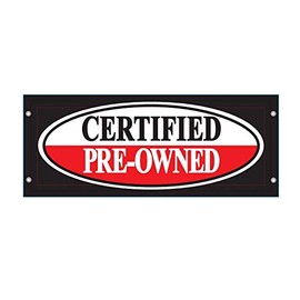 EZ LETTERING CERTIFIED PREOWNED BUCKO WINDSHEILD BANNER HEAVY DUTY VINYL WEATHERPROOF 20in x 50in CAR DEALERSHIP AUTOMOTIVE LOT ADVERTISING