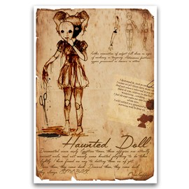 Creepy haunted doll, myths monsters and folklore, cryptid bestiary art