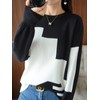 unifiss 033A Knit, Bi-Color, Pattern, Crew Neck, Long Sleeve, Cute,