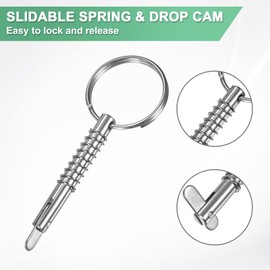 M METERXITY 2-Pack Quick Release Pins, 316 Stainless Steel 6.3mm Dia., 41mm Usage Length Bimini Top Pin with Drop Cam & Spring for Deck Boat/Canopy, Marine Hardware