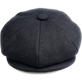 YAHOMI® Boys Kids Childrens Vintage Newsboy Cap Tweed Flat Beret Cabbie Hat for Kids Toddler Pageboy Hats 2 to 5 Years (54, Black)