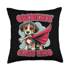 Puppy Superhero Obedience School Throw Pillow
