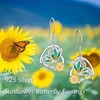 Sunflower Earrings Sterling Silver Butterfly Sunflower Heart Dangle Earrings Jewellery