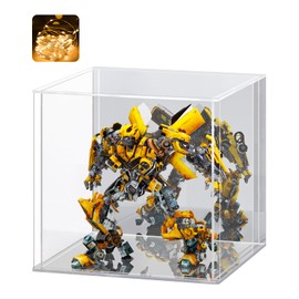 LASOA Acrylic Display Case for Collectibles – Clear Display Box with Mirrored Back and Base, Self-Assembly Showcase for Figurines, Models, and Memorabilia, 9x9x9inch