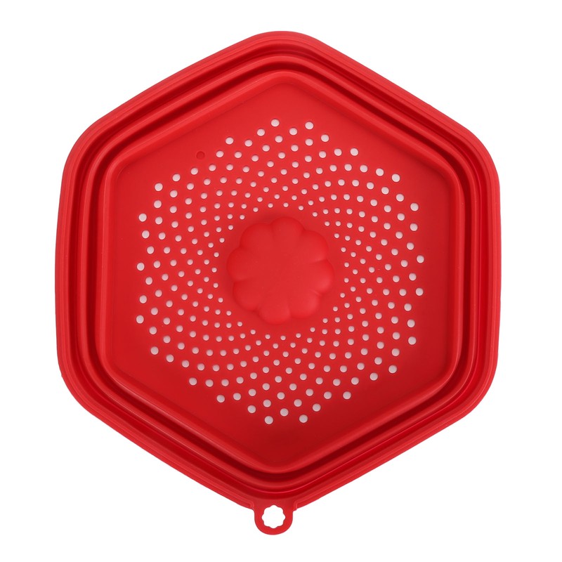 Red Silicone Microwave Splatter Cover with Handle Collapsible Microwave Food