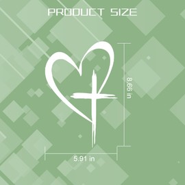 Zpana Love Cross Car Sticker, Vinyl Waterproof Heart Decals for Vehicel Windows, Bumpers, Trunks, 8.66" x 5.9" Religious Auto Exterior Decoration Accessories, Universal for SUV, Trucks, RV (White)