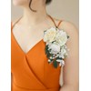 Rinlong 1Pc Floral Shoulder Corsages White Green Rose Mother of
