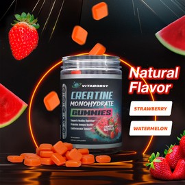 Creatine Gummies 5g- Natural Creatine Monohydrate for Men & Women- Delicious Strawberry Watermelon Flavor- Boost Strength, Energy & Muscle Growth- Vegan Pre Workout Gummies- Made in USA