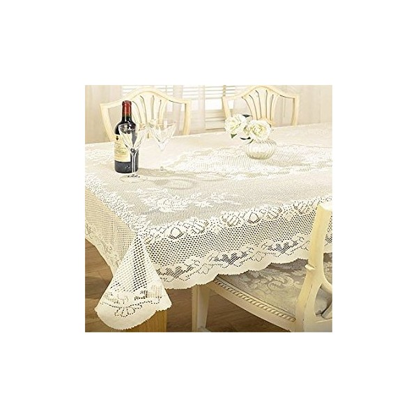 Emma Barclay Chantal Lace Woven Tablecloth, Cream, 70 Inch Round