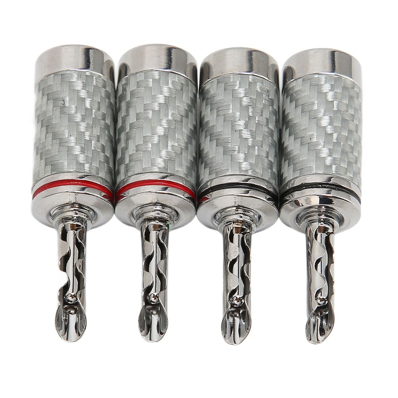 4pcs BFA Banana Plug Brass White Carbon Fiber Shell Speaker