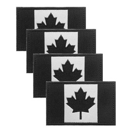4 Packs Embroidery Canada Flag Patch with Hook Loop, Black Woven Fabric Badge Tag,Tactical Patriotic Decorations Gift For Cloth Hat