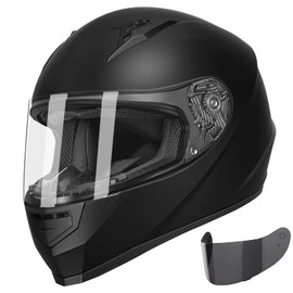 GLX GX11 Compact Motorcycle Helmet - Matte Black, X-Large - Full Face w/ Tinted Visor, DOT Approved