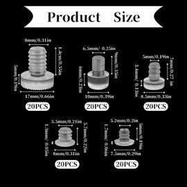 Jeffdad Pack of 100 Rubber Nubs for Glass Panels, 5 Sizes, Table Bumpers, Noise Dampening Pads, Transparent Rubber Stop Damper Bumpers for Drawers, Glass Tables, Cabinet Doors