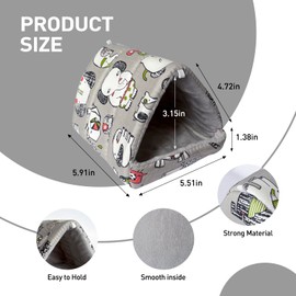 2Pcs Guinea Pig Corner Hideout, Bunny Hideaway, Hedgehog House, Rabbit Hides Accessories (Grey)