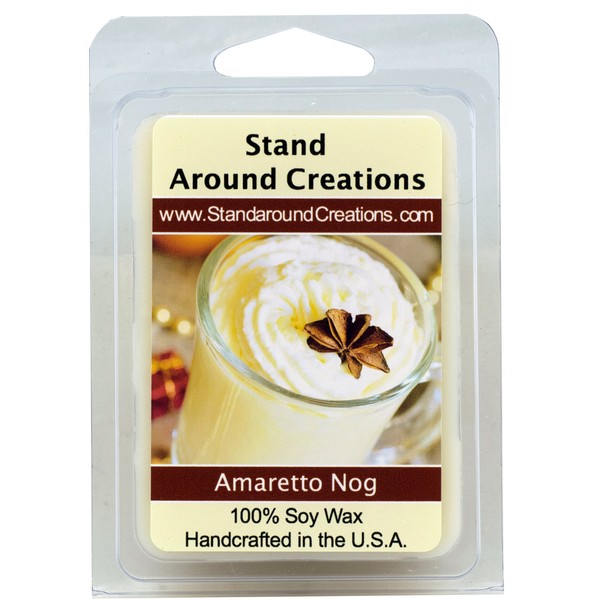 100% All Natural Soy Wax Melt Tart - Amaretto Nog: A holiday warmer of sweet almond and vanilla. - 3oz - Naturally Strong Scented