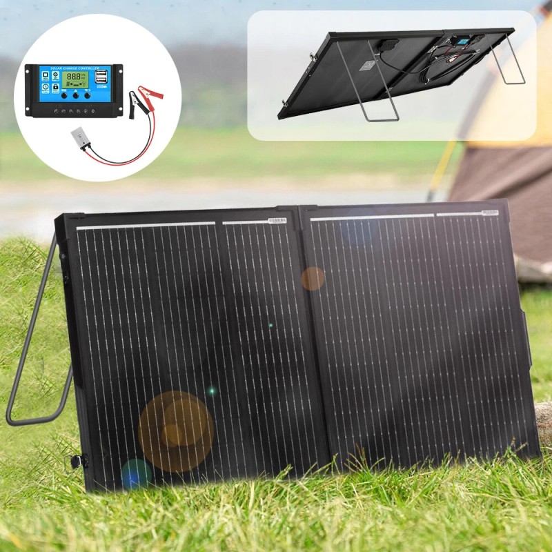 DUOERLAN 300W 12V Mono Foldable Solar Panel Suitcase w/30A Controller