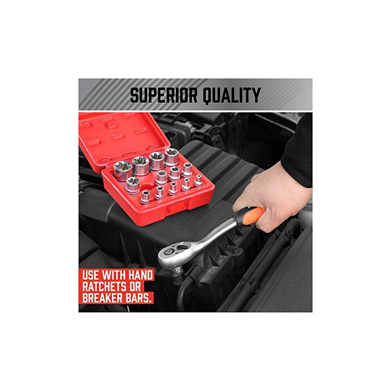 SEDY 14-Piece E-TORX Socket Set - Premium Female Torx Socket