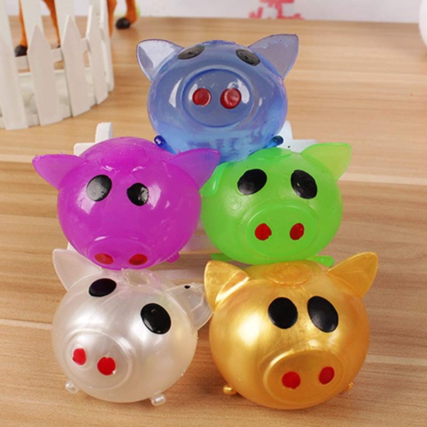 Vercico Silly Squeeze Toys Kawaii Pig Jelly Pig Stress Relief Smash-It Soft Rubber Water Ball Splat and Sticky Balls Toy Gift for Children Adult Random Color (5pc)